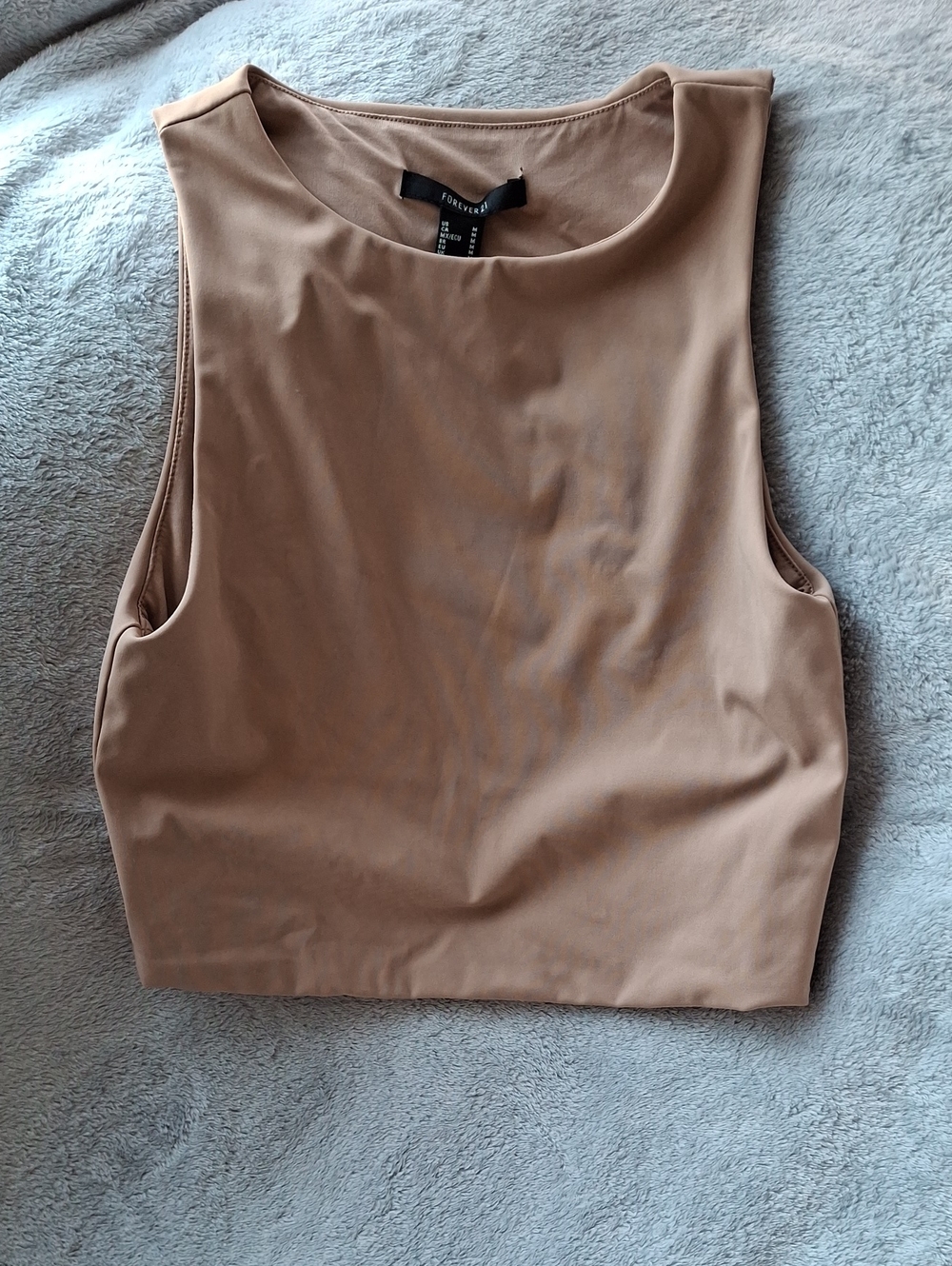 Forever 21 Taupe Cropped Scoop-Neck Tank